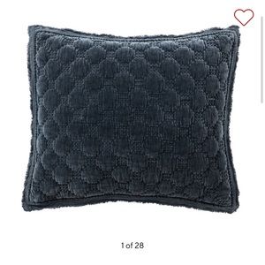 Pottery barn navy velvet lattice stitch sham standard pillowcase set NWT